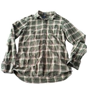 J. Crew Tartan Flannel Button-Down Shirt Men’s S Small Green Brown Cream